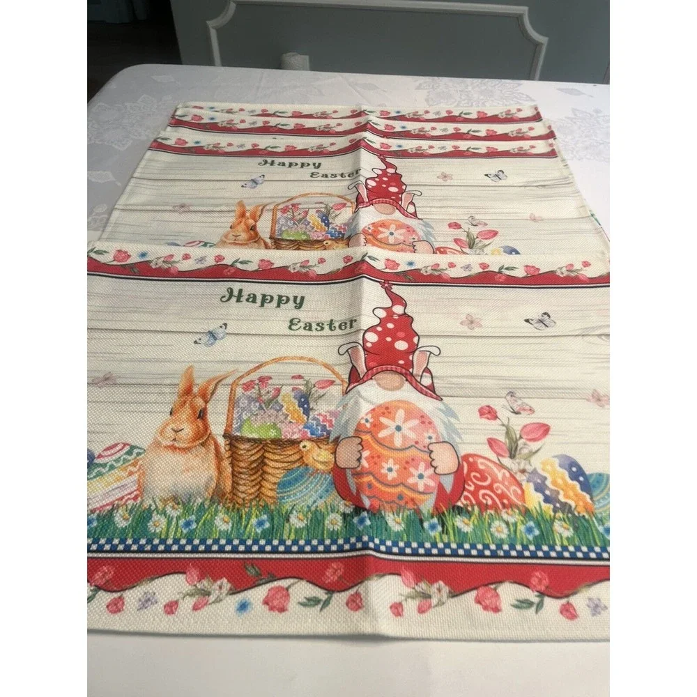 NWT - Set of 4 Placemats Spring Easter Floral Easter Bunny